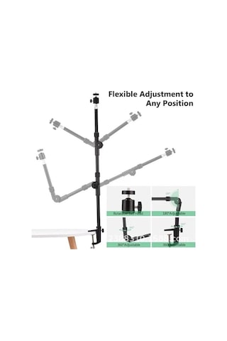 Pazly Altın Katlanabilir Metal Masa Standı 3kg Kapasite 1/4 Vida Adaptörlü Işık/kamera/telefon Uyumlu
