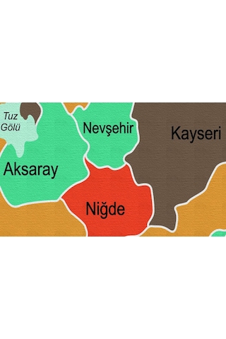Doğaltercih Türkiye Haritası Kanvas Tablo Sınır Komşulu Eğitici ve Öğretici Dekoratif Tablo 3094