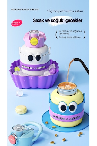 Termos Bardak 316 Paslanmaz Çelik Çocuk Büyük Göbek Su Isıtıcısı - Gri 1
