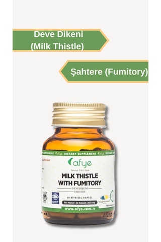 Afye Milk Thistle With Fumitory 60 Kapsül Şahtere-Milkthistle Özü