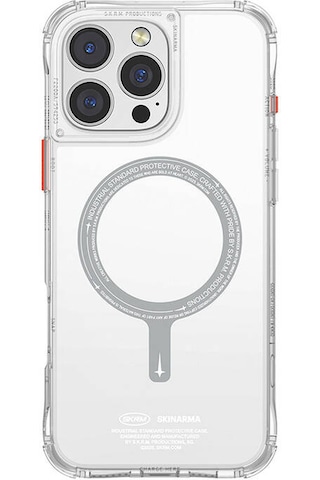 Apple iPhone 16 Pro Uyumlu Kılıf Magsafe Şarj Özellikli Şeffaf Airbag Tasarımlı Skinarma Saido Şeffaf