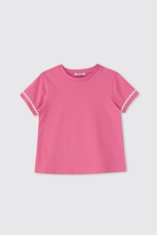 Panço Kız Çocuk Kısa Kollu Pembe Tişört