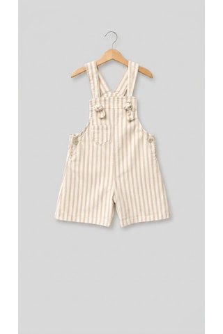 Emila Kids 1-4 Yaş Çocuk Çizgili Ham Kot Şort - Salopet Bej