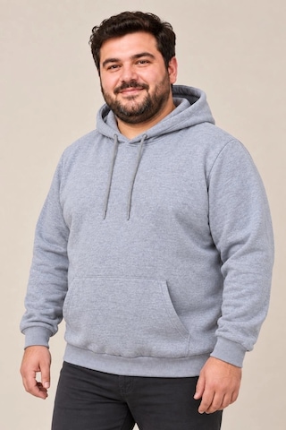 Ertaştrendstore Erkek Battal Büyük Beden Üç İplik İçi Şardonlu Kapüşonlu Kanguru Cepli Kışlık Sweatshirt - Gri Çok Renk