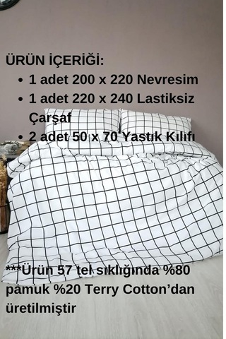 Sunrise Beyaz Siyah Çizgili Çift Kişilik Nevresim Takımı Beyaz - Siyah