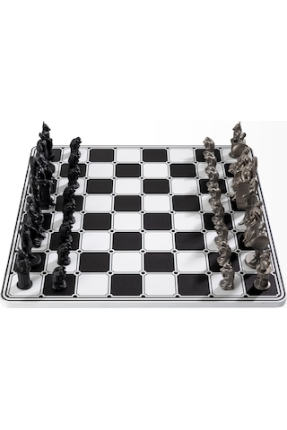 Sönmeyen Ateş Olimpos Paslanmaz Çelik Satranç Takımı Gri