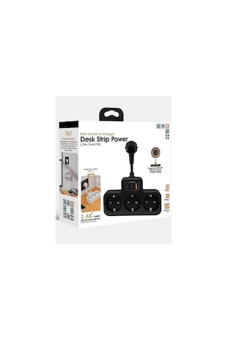 Fulltech Çoklu Kablolu Priz Yüksek Gerilim Korumalı 3 Lü Priz 1x Usb 2x Type-c Çıkışlı Grup Priz Çoğaltıcı 0