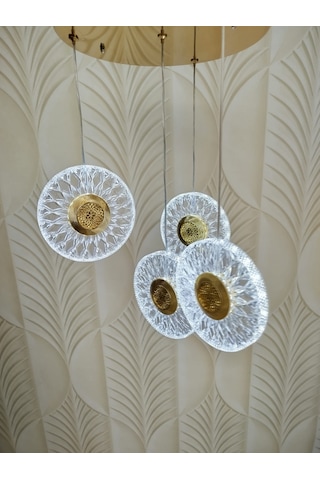 Şık Tarz Modern Led Avize Gold Ledli Salon Avize