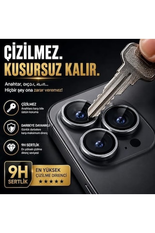 Fixmaster İphone 15 Pro - 15 Pro Max Uyumlu Natürel Titanyum Kamera Lens Koruyucu, Kolay Kurulum, Alüminyum Alaşımlı Çerçeve, Darbelere Ve Çizilmelere Karşı Yüksek Dayanıklı Temperli Cam