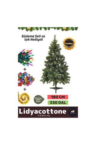 Kutu Süsleme Seti Yılbaşı Çam Ağacı Renkli Işığı Yeni Yıl Süsleri Noel Paketi 180 Cm 330 Dal Standart