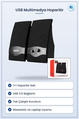 Usb 2.0 Multimedya Hoparlör Seti 1+1 Kablolu Masaüstü Bilgisayar