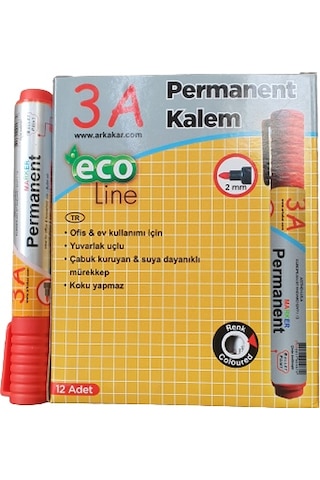 3A Yuvarlak Uçlu Permanent Marker Koli Kalemi 12'Li Paket Mavi