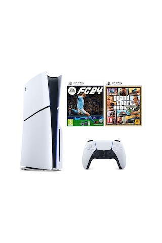 Sony Playstation 5 Slim 1 TB Standart Edition Konsol + PS5 Gta 5 + PS5 FC 24 (İthalatçı Garantili)