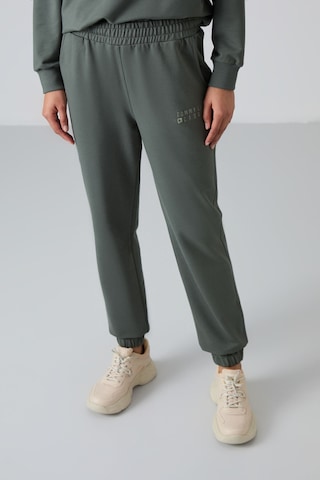 Tommy Life Çağla Basic Pamuklu O Yaka Oversize Lastik Paça Kadın Eşofman Takım - 95287 Çağla