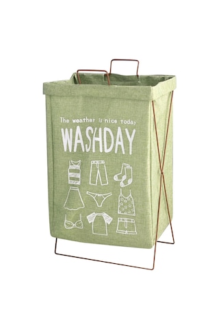 Cbtx 52 L Katlanabilir Çamaşır Sepeti Demir Raf Pamuk Keten Kirli Giysiler Saklama L Yeşil Diğer