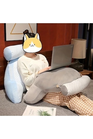 Trendooze Gri Beyaz Tasarım Koltuk Yastığı, 60x40cm, Mevsimsiz Kullanım Gri Beyaz