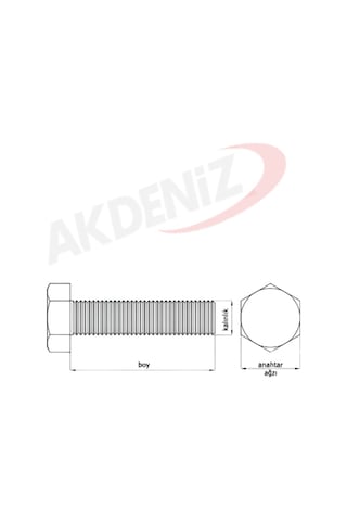 Akdeniz Dın933 M8 80 Mm Galv. Kaplamalı Cıvata 200 Adet