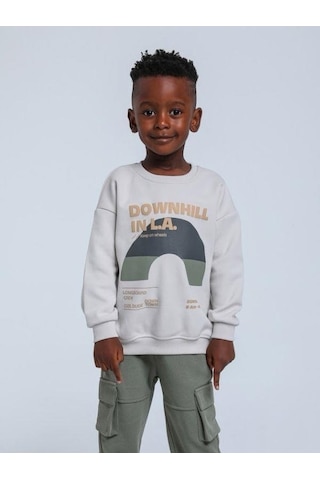 Jack Lions Erkek Bebek Downhill Yazılı Sweatshirt-14342 Gri