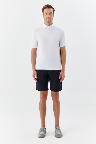 Sabri Özel Erkek Beyaz Dar Kesim Slim Fit Pamuklu Dokuma Düğmeli Polo Yaka Tişört