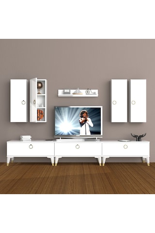 Decoraktiv Eko 8d Mdf Gold Tv Ünitesi Tv Sehpası Beyaz