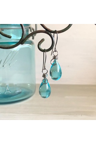 Kadınlar İçin Cam Damla Şeklinde Yaratıcı Takı Küpeleri, Şık Tatil Hediyesi Küpeleri, Damla Kolye