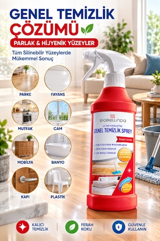 Genel Temizlik Spreyi Çok Amaçlı Yüzey Temizleyici Ahşap Fayans Cam Mermer Mutfak Ve Mobilya 450 ML
