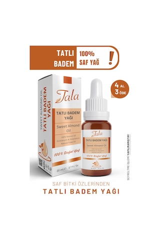 Tala Tatlı Badem Yağı %100 Saf Ve Doğal Soğuk Sıkım 20 ML