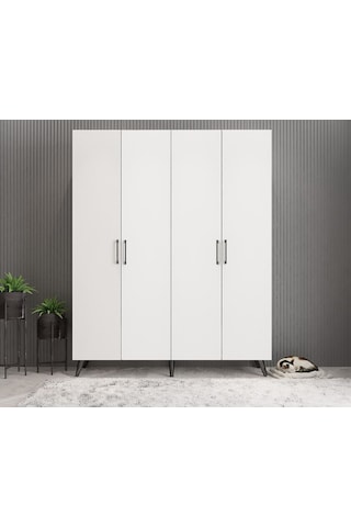 Duke 4 Kapaklı Ayakkabılık Füme Beyaz 180 Cm M2