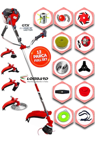 Cros Lombard İtaly Feronza 527x Yan Tipi Benzinli Ot Çalı Çim Biçme Tırpanı+ 12 Pcs Komple Bahçe Setli