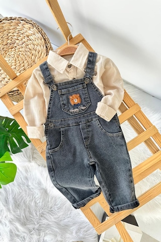 Miniğimin Cicileri Happy Bear İşleme Detaylı Erkek Bebek Salo... Siyah