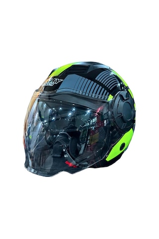 Sway SW-766 Geko Çenesiz Güneş Gözlüklü Kask Sarı Siyah