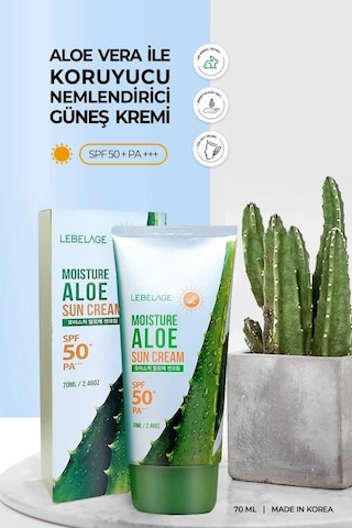 Lebelage Yatıştırıcı Nemlendirici Aloe Vera Spf 50 + Pa +++ Güneş Kremi Moisture Aloe Sun Cream