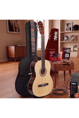 Midex Mgx-200nt-eq Ekolayzerli Profesyonel Elektro Klasik Gitar Seti Natural 4/4 Üst Segment