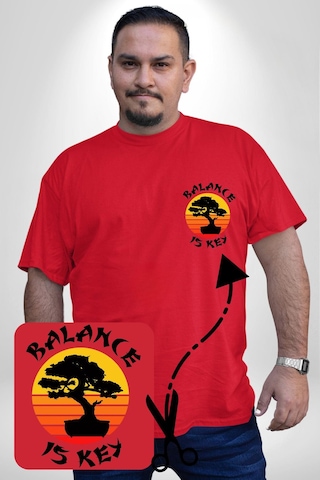 Angemiel Karete Çocuk Bonsai Kırmızı Büyük Beden Kadın Basic Minimal Baskılı Tişört Kırmızı