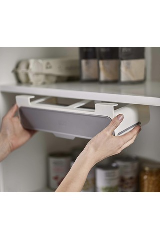 Dolap İçi Depolama, Raf Altı Mutfak Depolama, Baharat Rafı, Gri Düzenleyici -