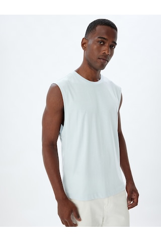 Koton Basic Kolsuz Tişört Bisiklet Yaka Pamuklu Mavi 4sam30042mk Mavi