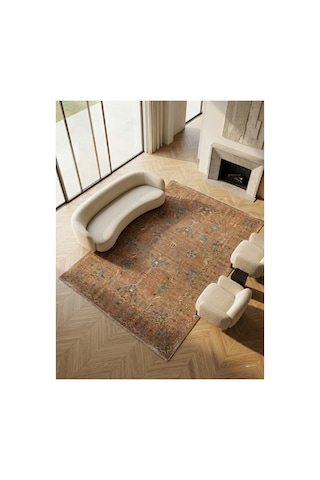 Dekoratif Halı Kaymaz Taban Leke Tutmaz Yıkanabilir Kilim Özel Ölçü Salon Halısı 3051 Çok Renkli