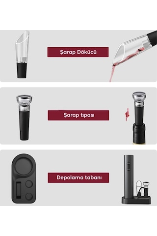9055861040079 - Otomatik Şarap Açacağı Tırbişon Elektrikli Şarap Açma Aparatı Mantar Şişe Açacağı