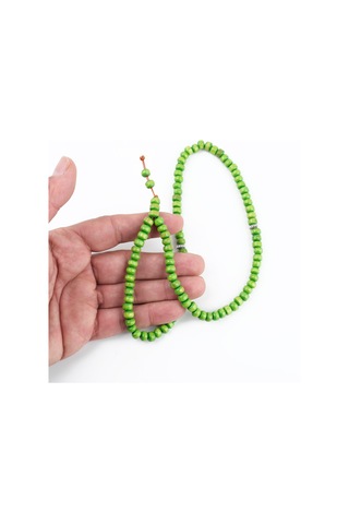 Ağaç Yeşil Habbe 99luk Tekerlek Kesim 6.5x5mm Namaz Tesbihi Yeşil