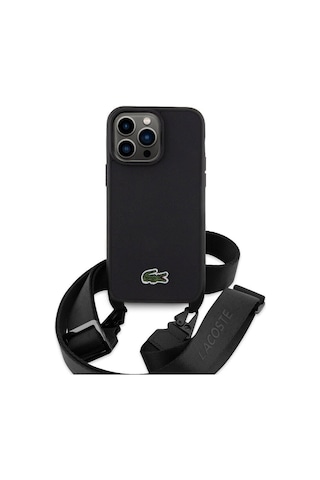 Apple Uyumlu iPhone 15 Pro Max Kılıf Lacoste Lisanslı Pu Pike Desen Askılı İkonik Timsah Logo Yeşil