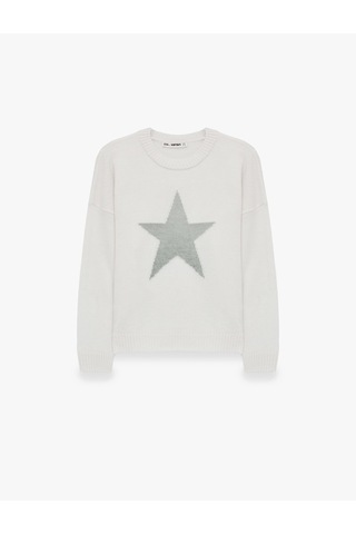Koton Uzun Kollu Bisiklet Yaka Yıldız Desenli Triko Kazak Ekru 7wal90079ht