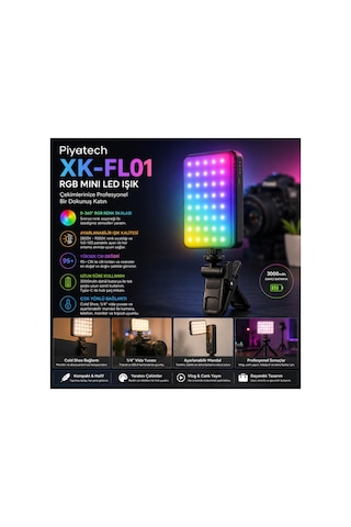 Xk-fl01 129 Led Rgb Şarjlı Kamera Ve Telefon Vlog Çekim Işığı 3000mah Siyah