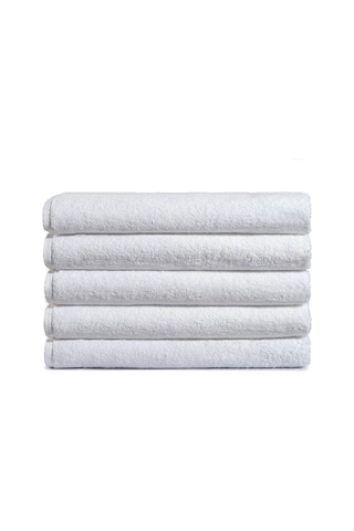 5 Li Otel Banyo Havlusu %100 Pamuklu 90x150 Cm Beyaz 20/2 Ring 650 Gr Beyaz