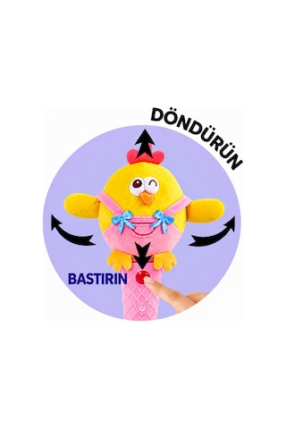 Craftivio Sevimli Hayvanlar Dondurma Şeklinde Oyuncak 19 Cm Sesli Işıklı Müzikli