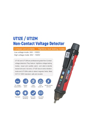 Unit Ut12E Temassız Ac VoLTaj Dedektörü Ip67 90-1000V Faturalı