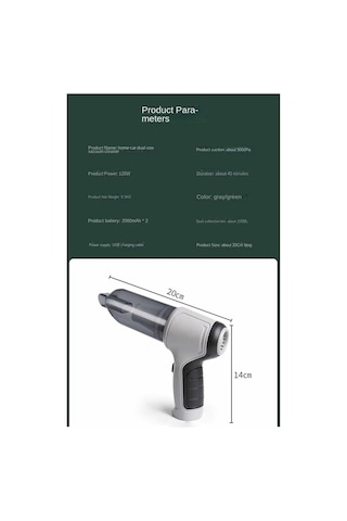 Crackedice 95000pa Araba Vakum Süpürgesi Gri