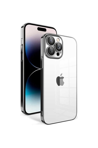 Zeyline Apple Uyumlu iPhone 14 Pro Kamera Korumalı Renkli Çerçeveli Zore Garaj Kapak-siyah