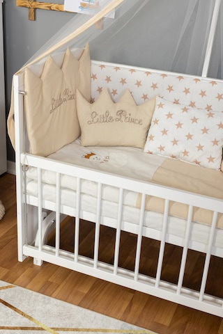 Ahşap Beşik Anne Yanı Beşik Beyaz 60x120 Krem Prens Erkek Uyku Seti Yatak Beyaz