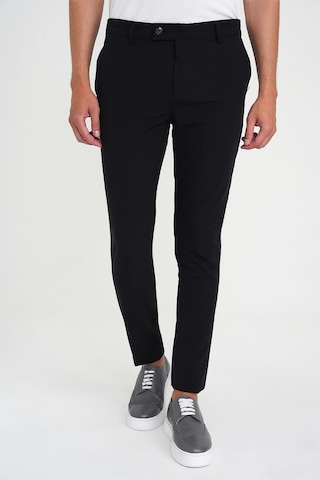 Efor Slim Fit Yan Cepli Esnek Düz Siyah Pamuk Pantolon P 1197 Siyah