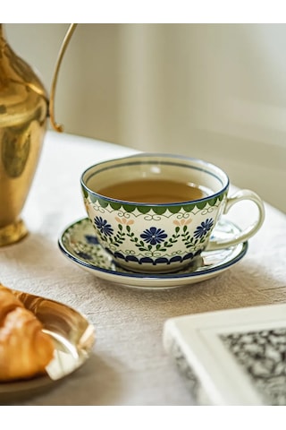 Roomi Desenli Seramik Çay Takımı 320 Ml, Fincan Ve Tabak 230280424 Beyaz